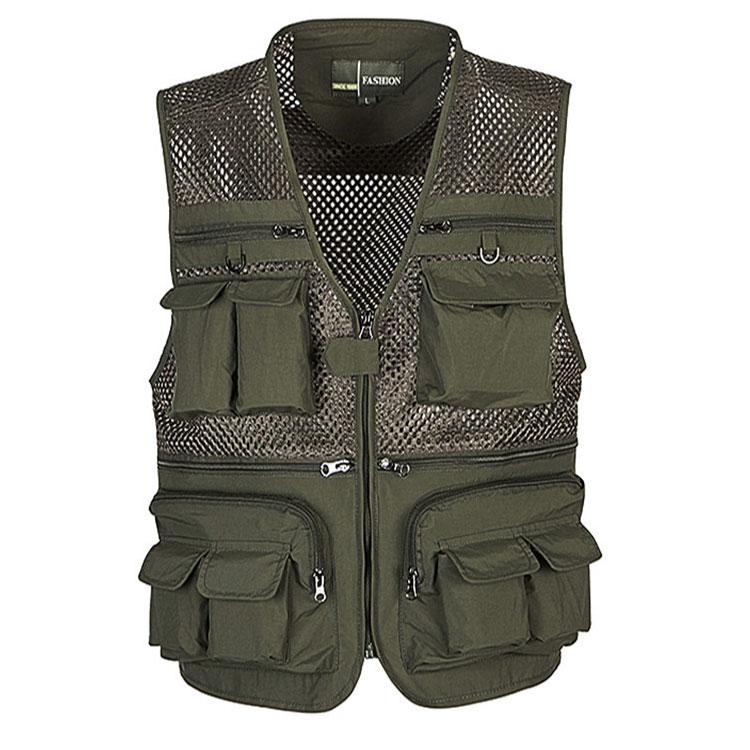 Men Utility Vest Work Zipper Tactical Work Vest Slim Pocket Jacket Summer Vest Mountaineering Quick-Dry Casual Multi-Pocket