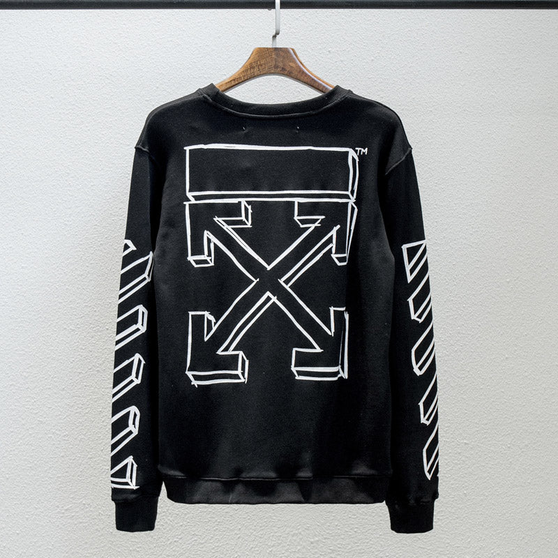 Off White Sweatshirts Long Sleeve round Neck Neck Sweater for Men and Women Large Size Loose Terry round Neck Sweater