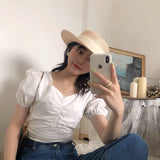 Straw Hat Hand-Woven Flat Straw Hat Women's Spring and Summer Top Hat