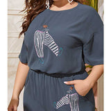 Women Plus Size Co-Ords Loose Two-Piece Embroidery