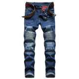J Shaped Jeans New Men's Jeans Slim Straight Zip Pleated Trousers