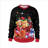 Black Christmas Sweater 3D Printed Crew Neck Sweatshirt Women