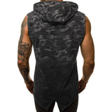 Tactics Style Men Sweatshirts & Hoodies Summer Men's Vest Camouflage 3D Digital Gradient Printing Hooded Sleeveless Vest T-shirt Men