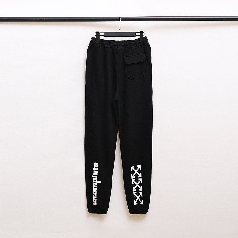 Off White Winter Pants Faceless Casual Trousers Ow Arrow Print Cotton plus Size Loose Sweatpants