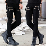 J Shaped Jeans Men's Jeans Motorcycle Style Stretch Skinny Pleated Trendy