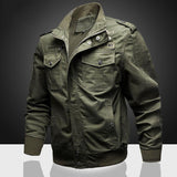 Men Fit Bomber Jacket Windbreaker Moto Street Coat Autumn Workwear Men's Jacket Casual Stand Collar Badge Embroidery