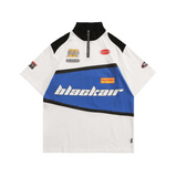 Blackair T Shirt Vintage Spring/Summer Locomotive Style T-shirt Zipper Polo Stand Collar