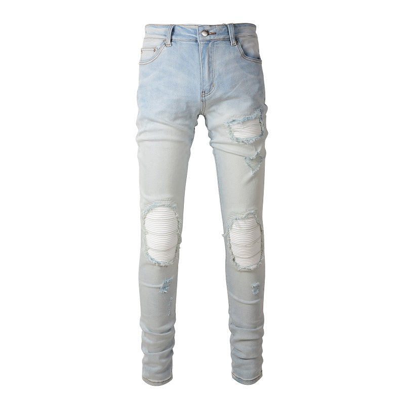 Amiri Jeans Casual Hip Hop Wash Splash-Ink Painted Slim Jeans Casual Fashionable 6624