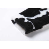 Women Dalmatian Coat Autumn and Winter Cows Pattern Plush Loose High Collar Women