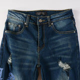 Amiri Jeans Casual Hip Hop Wash Splash-Ink Painted Slim Jeans Casual Fashionable 838