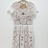 Women Exotic Dresses Summer Blue V-neck Hollow Lace Dress
