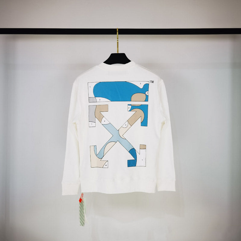 Off White Sweatshirts Long Sleeve round Neck Neck Sweater for Men and Women Autumn and Winter Ocean Theme