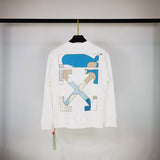 Off White Sweatshirts Long Sleeve round Neck Neck Sweater for Men and Women Autumn and Winter Ocean Theme