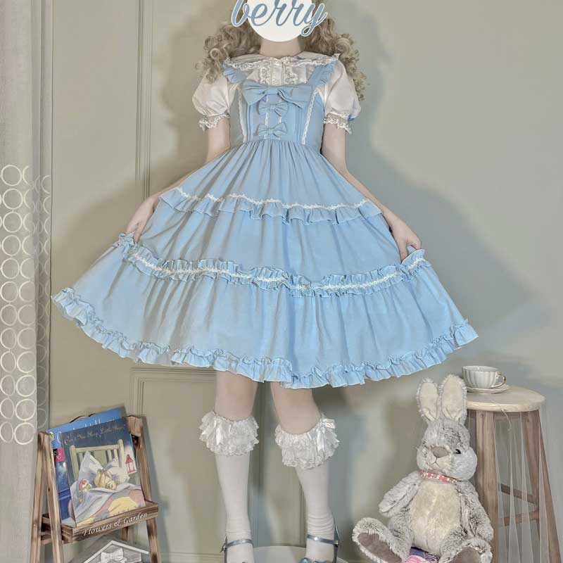 Gothic Lolita Harajuku Style Clothing Mid-Ancient Solid Color Lolita JSK Dress