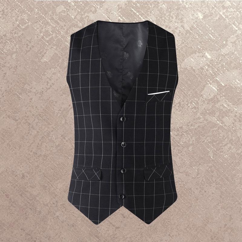 Tuxedo Vests Men's Suit Vest Plaid Inner Vest Suit Vest Coat for Men Spring and Autumn
