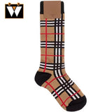 Classic Color Block Plaid Socks Calf Thigh High Socks