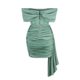 Mariah Carey Dress Sleeveless Dress Sexy Hip Skirt Green High-Elastic Pleated Dress