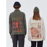 Spray Painted Jacket Denim Jacket Coat Men