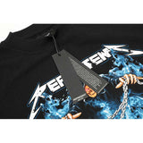 Present T Shirt Blue Flame Skull Wizard Retro Loose