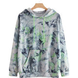 Women Plus Size Tops Casual Loose Tie-Dye Long Sleeve Hooded Sweater