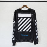 Off White Sweatshirts Long Sleeve round Neck Sweater Ow Autumn and Winter plus Size Loose Men's Clothing Striped Sweater for Men