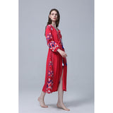 Women Dresses Bohemian Vacation Style V-neck Long Dress