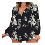 Nina Parker Dresses Floral Print Loose Lace-up Double-Layer Pleated Dress