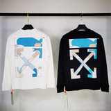 Off White Sweatshirts Long Sleeve round Neck Neck Sweater for Men and Women Autumn and Winter Ocean Theme