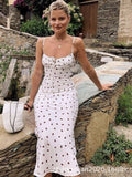 White Sweet Strawberry Print Sexy Bodycon Dress Tube Top Drawstring