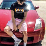 Thrasher T Shirt Summer Skateboard Flame Limited T-shirt Couple