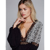 Women Dresses V-neck Backless Embroidered Long Sleeve Dress