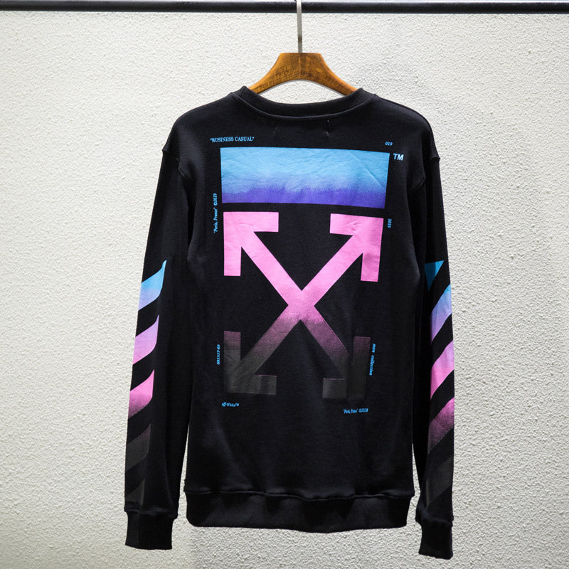 Off White Sweatshirts Long Sleeve round Neck Neck Sweater Ow Gradient Arrow Sweater round Neck Terry Loose round Neck Pullover