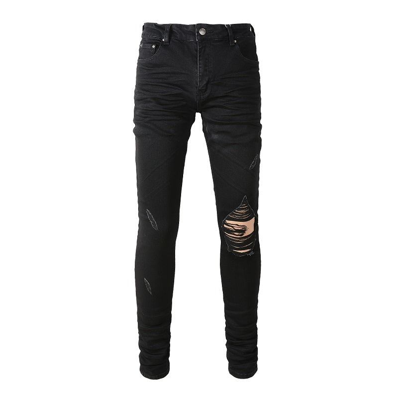 Amiri Jeans Casual Hip Hop Wash Splash-Ink Painted Slim Jeans Casual Fashionable 8586