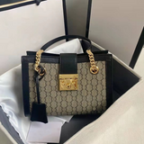 Jackie Kennedy Bag Padlock Canvas Chain Vintage Print Twist Lock Bag Women's Tote Bag