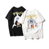 Men's T-shirt Summer Cartoon Animation Printed Short-Sleeved T-shirt Men's Half-Sleeved round Neck Bottoming Shirt Loose
