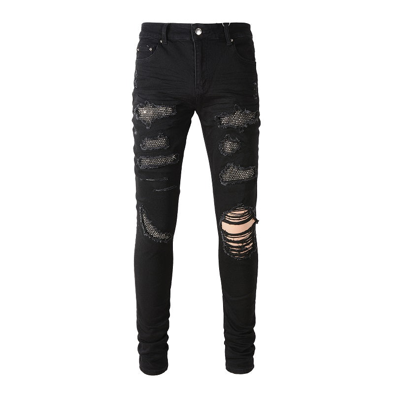 Amiri Jeans Casual Hip Hop Wash Splash-Ink Painted Slim Jeans Casual Fashionable 8565