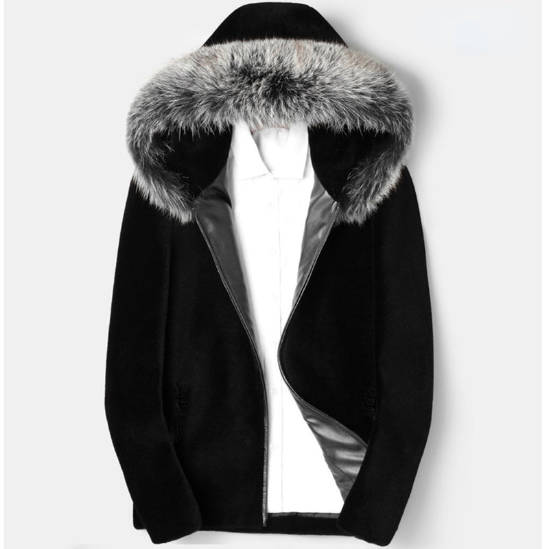 Beaver Coat Men Marten Overcoats Men's Hooded Jacket