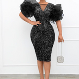 Mariah Carey See Through Dress Sequined Slim Dress