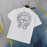 CHH Chrome Heart T Shirt Spring and Summer Hand Painted Graffiti Luminous Printed round Neck Short Sleeve T-shirt for Men and Women