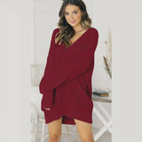 Sweater Dress Outfit With Tights 2 Piece Set Sweater Women's Loose V-neck Mid-Dress Knitwear