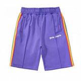 Palm Angels Vintage Rainbow Ribbon Striped Casual Shorts