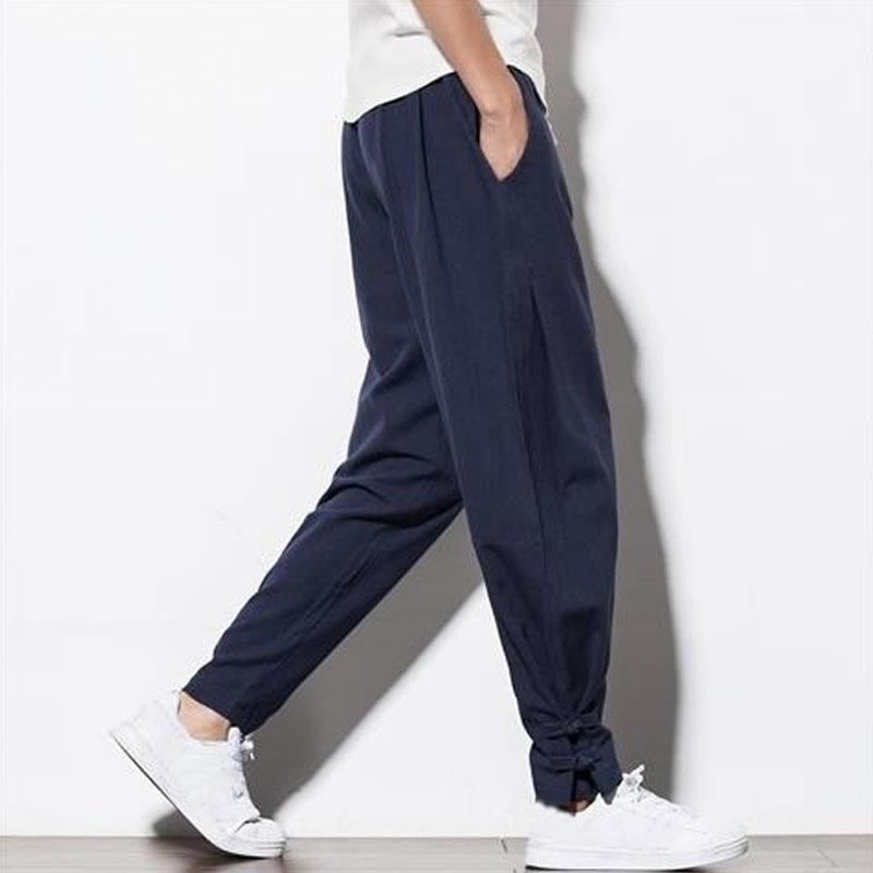 Linen Pants Straight Leg Pants Autumn Loose plus Size Casual Men's Clothing