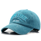 Yankee Baseball Cap Embroidered Washed Peaked Cap Men's and Women's Denim Baseball Cap