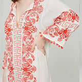 Women Dresses Embroidered Totem Elegant Split Dress