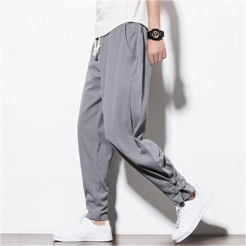 Linen Pants Straight Leg Pants Autumn Loose plus Size Casual Men's Clothing