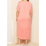 Women Plus Size Midi Dresses Pink Letters Loose Short Sleeve Dress