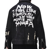 Spray Painted Jacket Spring and Autumn Blue Men's and Women's Coats Denim Jacket