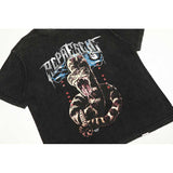 Present T Shirt Python Print Distressed Loose T-shirt