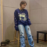 Diana Harvard Sweatshirt Loose Men's and Women's round Neck Pullover Terry Sweater