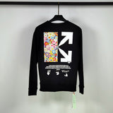Off White Sweatshirts Long Sleeve round Neck Neck Sweater Autumn and Winter Printed Cotton Men's and Women's round Neck Sweater
